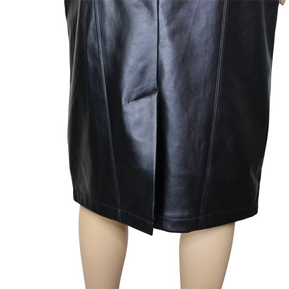 New York & Company Faux Leather Skirt Womens Size 8 Black Knee Length Lined - Picture 8 of 13